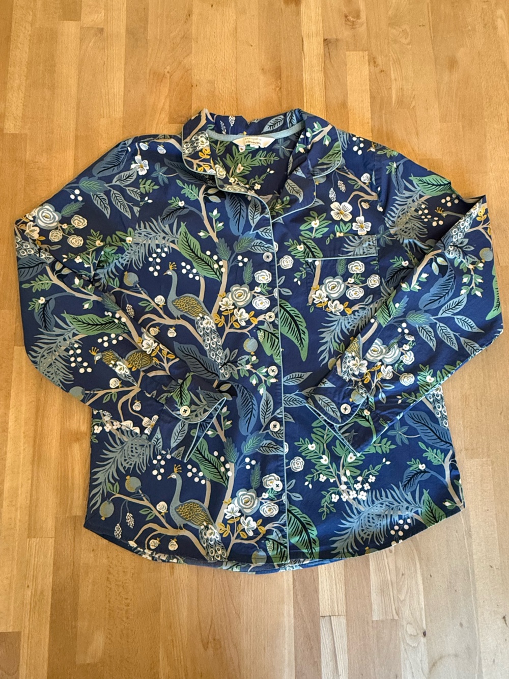 Paper Rifle Company x The Company Store Blue Floral Long-Sleeve Pajama Set Small - Picture 7 of 16
